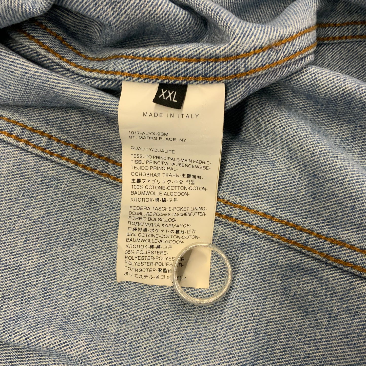 Alyx Denim Trucker Jacket Sz XXL