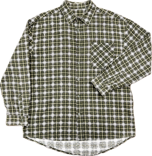 60’s Printed Cotton Plaid Flannel Shirt Sz L