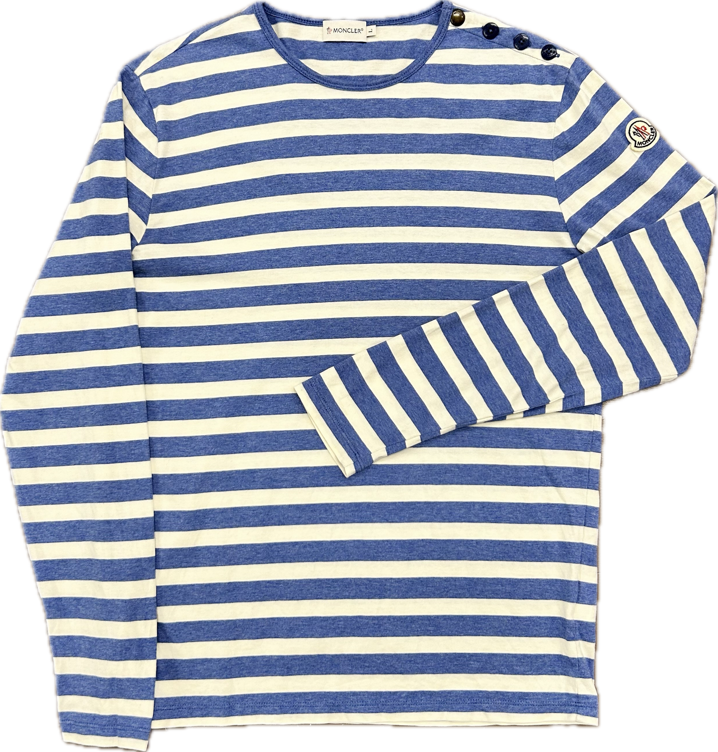 Moncler Long Sleeve Marine Stripe Tshirt Sz L