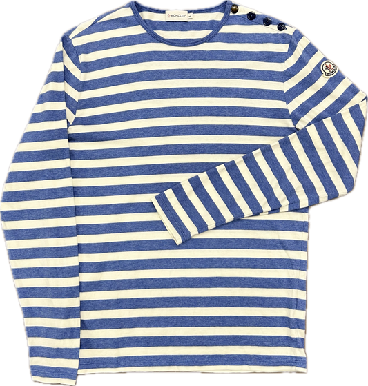 Moncler Long Sleeve Marine Stripe Tshirt Sz L