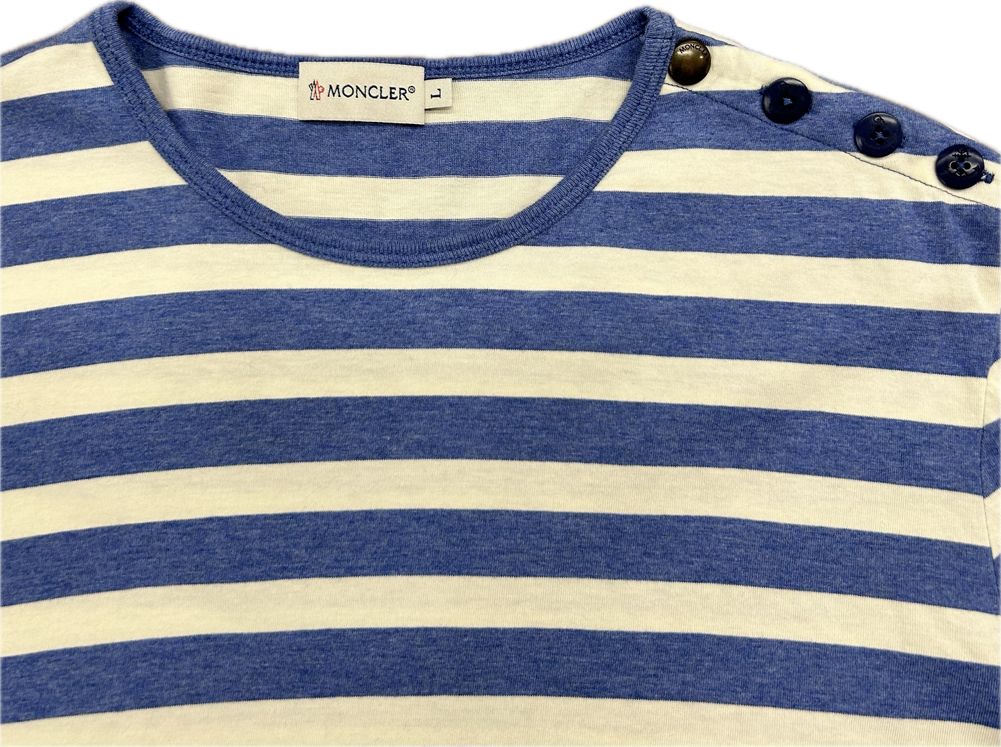 Moncler Long Sleeve Marine Stripe Tshirt Sz L
