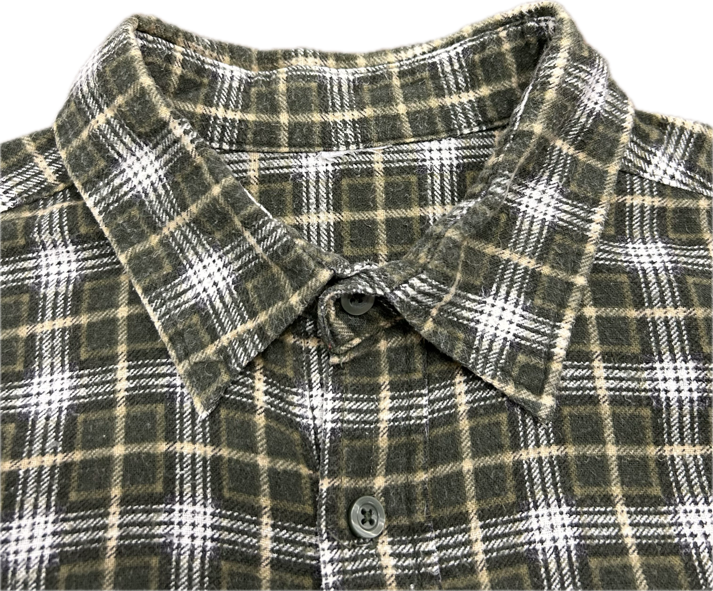 60’s Printed Cotton Plaid Flannel Shirt Sz L