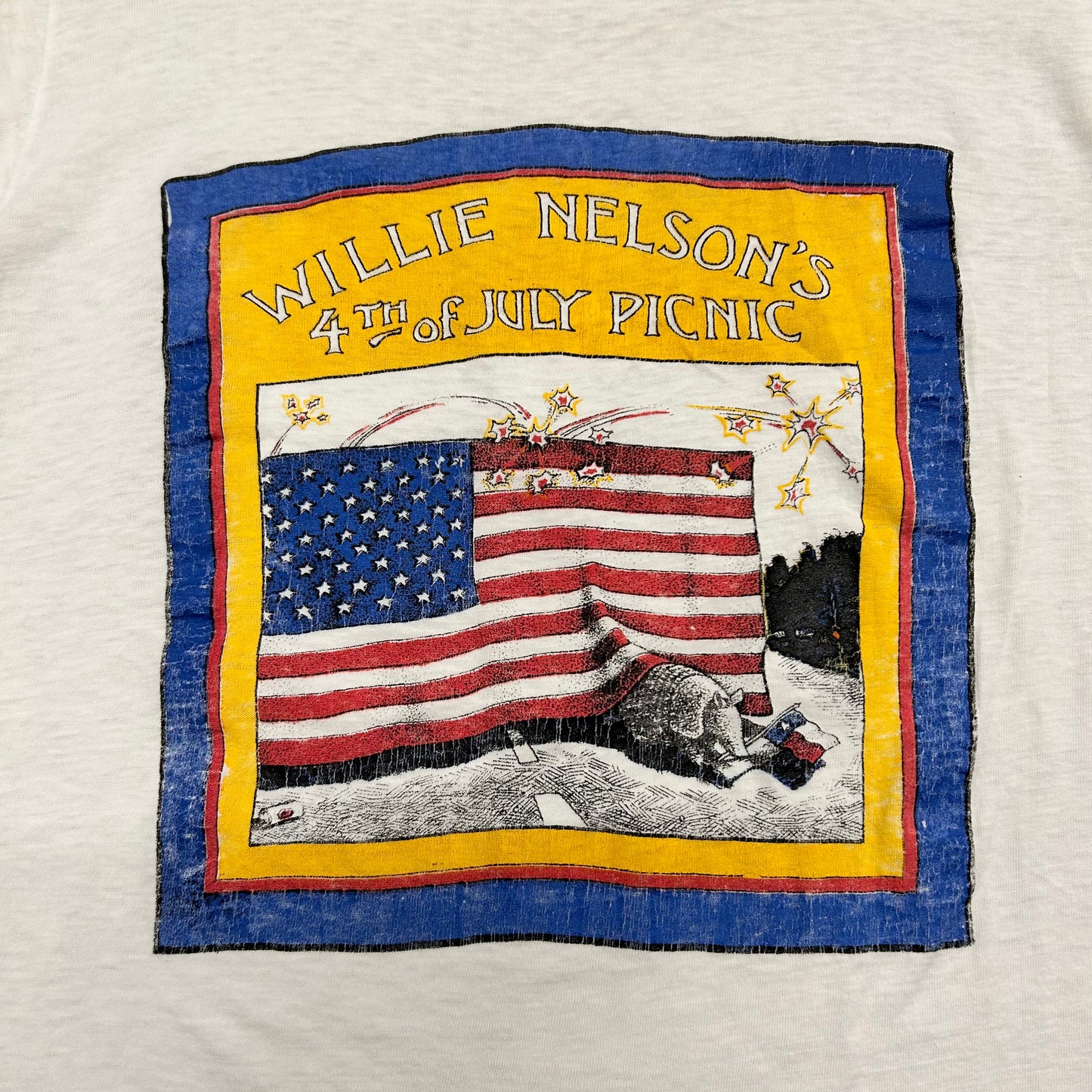 1973 Willie Nelson 4th of July Picnic Tshirt Sz M