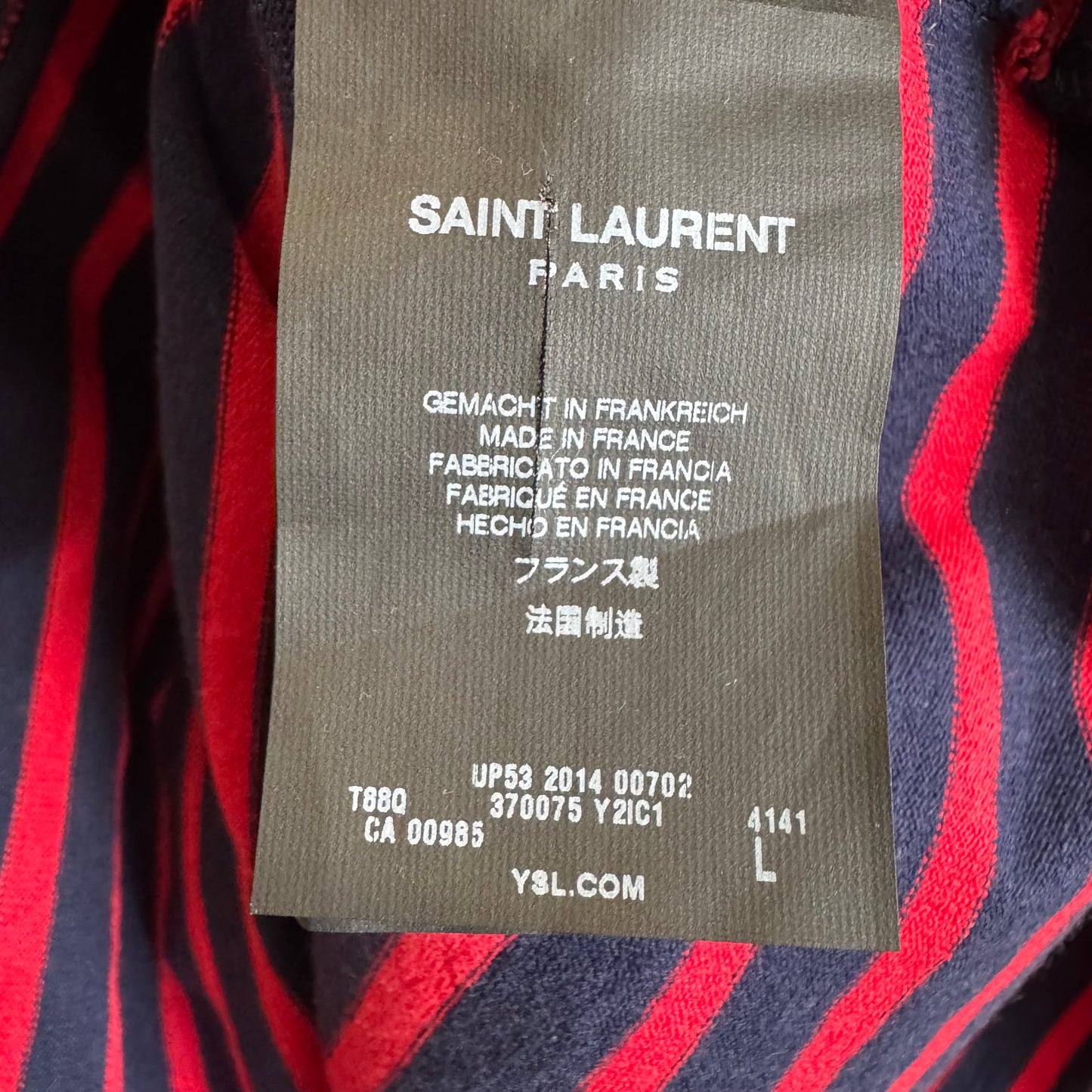Saint Laurent Marinière Red & Navy Long-Sleeve Shirt L