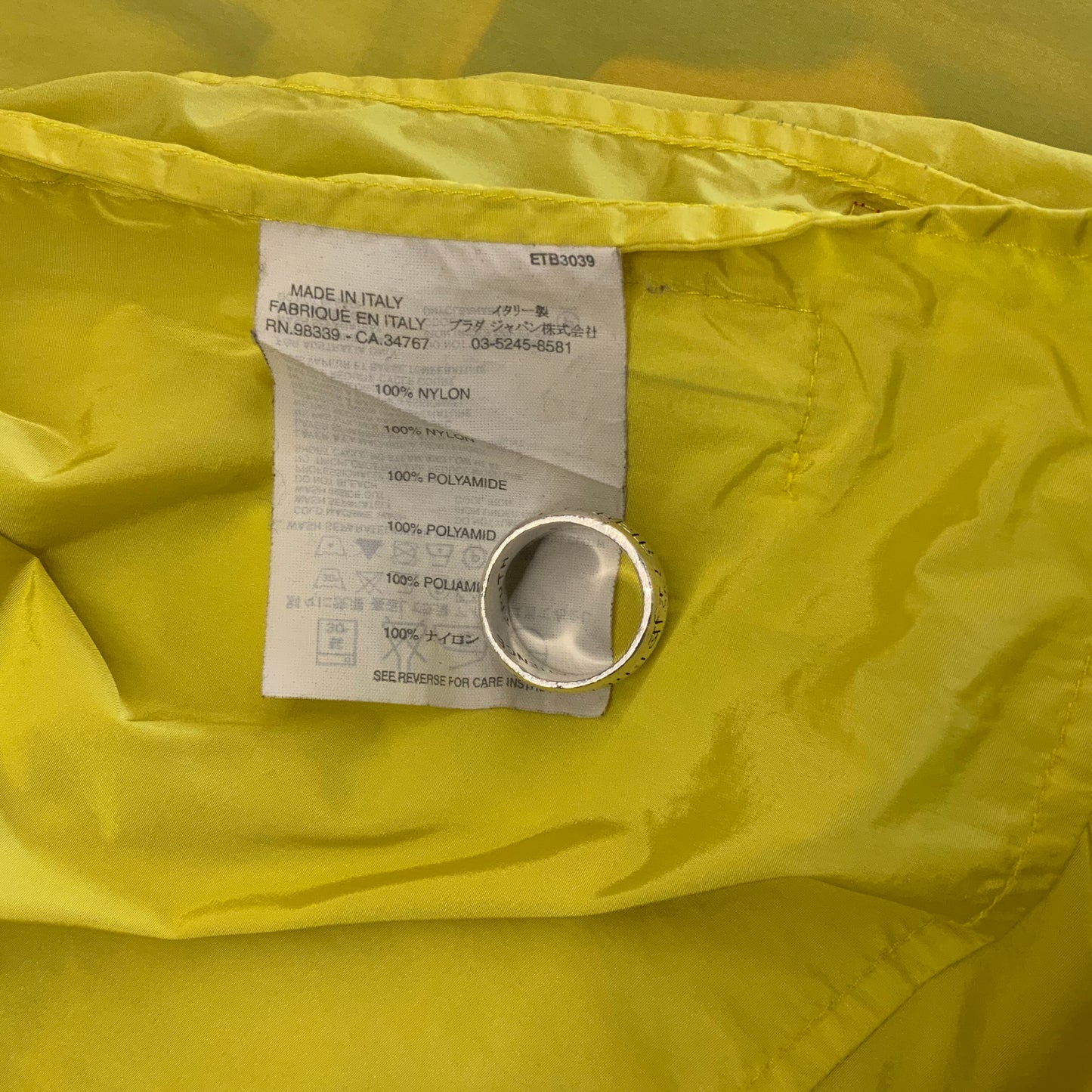 Prada Yellow Rain Jacket Sz L