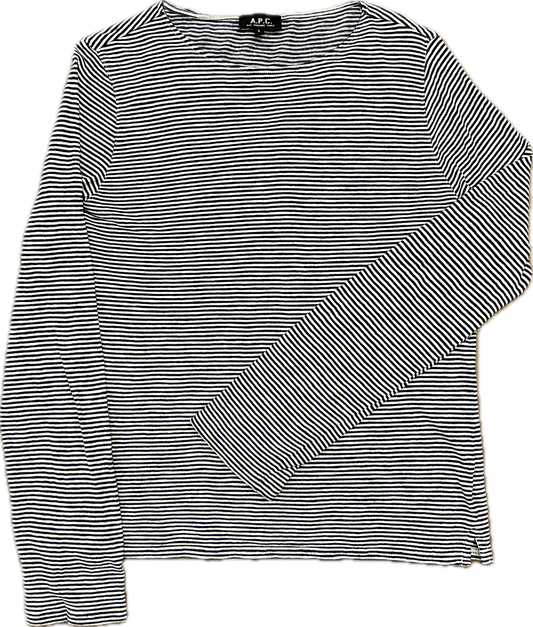 APC Marine Stripe Cotton Long Sleeve Shirt Sz S