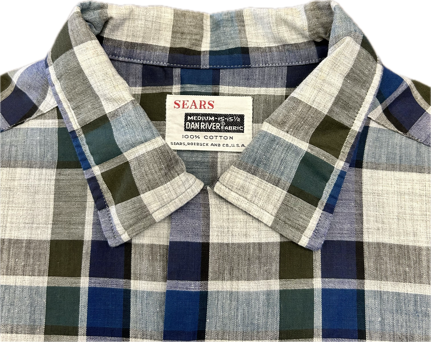 60’s Sears Plaid Cotton Shirt Sz M