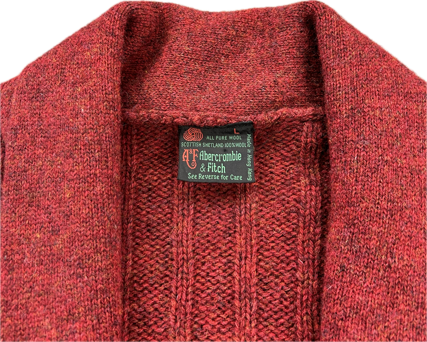 80’s Shawl Collar Cable Knit Wool Cardigan Sz L