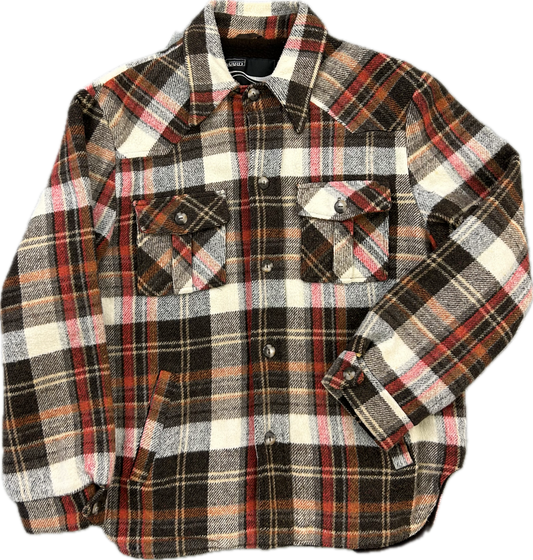 70’s Montgomery Ward Plaid Shirt-Jacket Sz L