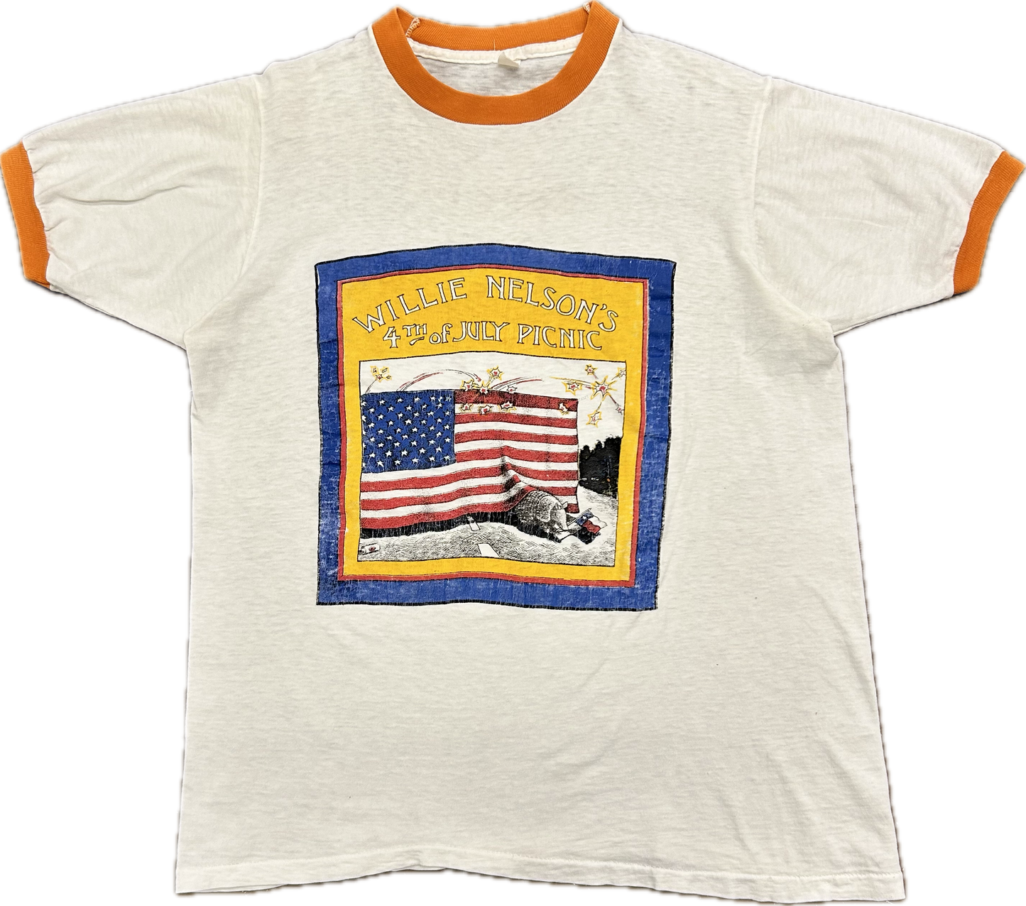 1973 Willie Nelson 4th of July Picnic Tshirt Sz M
