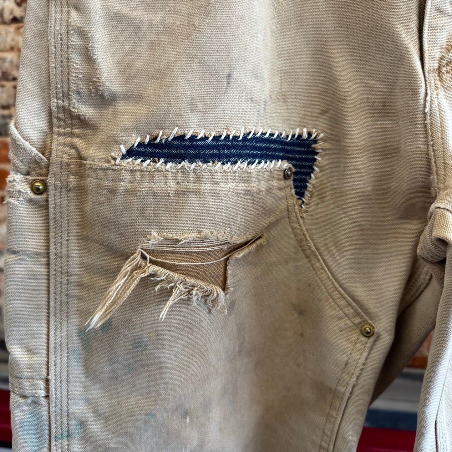 Vintage Distressed Carhartt Double Knees w/ Repair Sz 31x30
