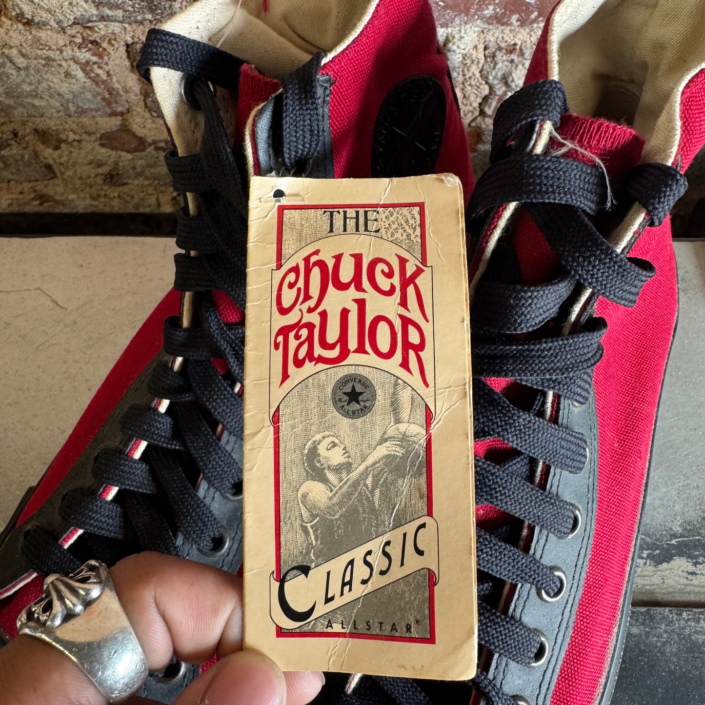 1980s Brand New Converse Chuck Taylor Blk/Red Sz 7
