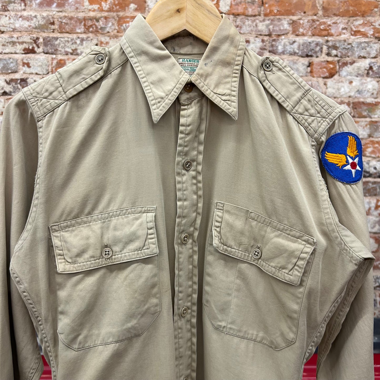1940s Military Gabardine Twill Shirt Sz S
