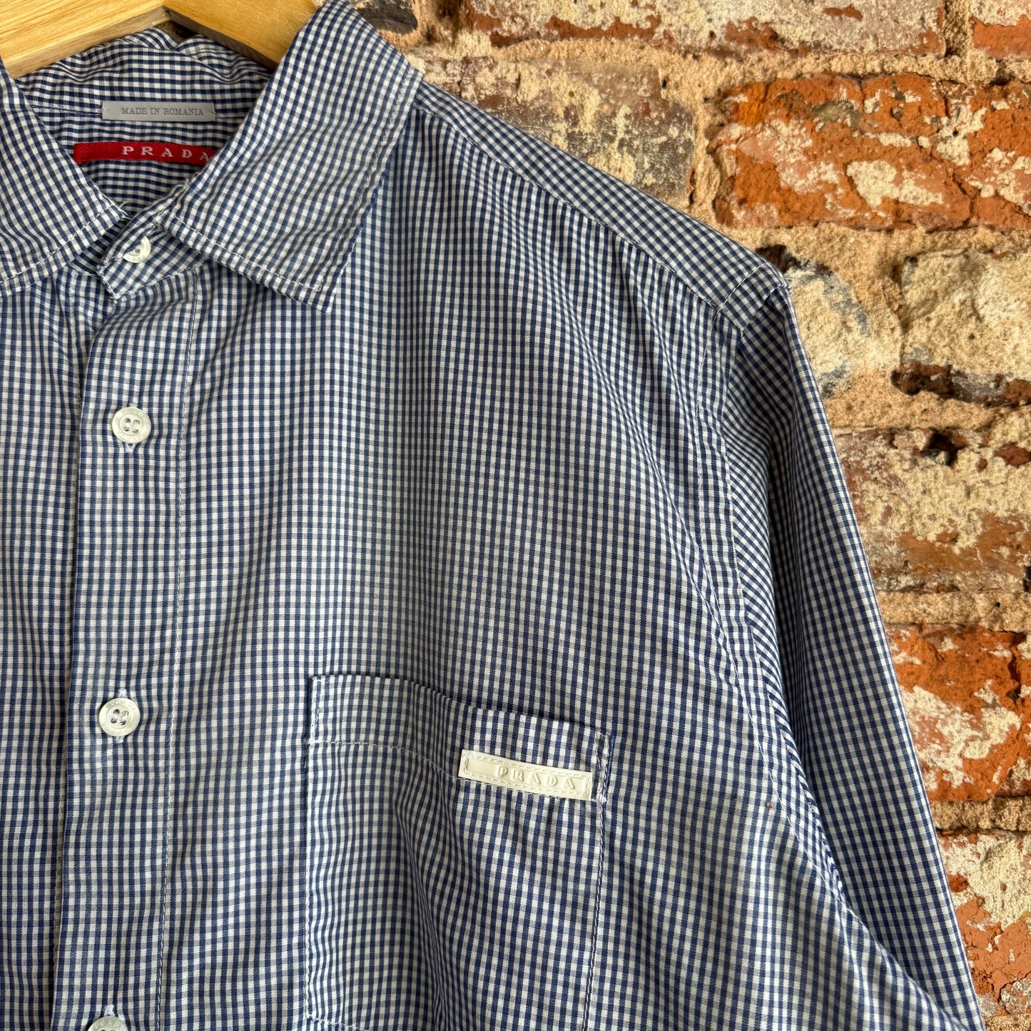 2007 Prada Gingham Check Cotton Shirt Sz 42