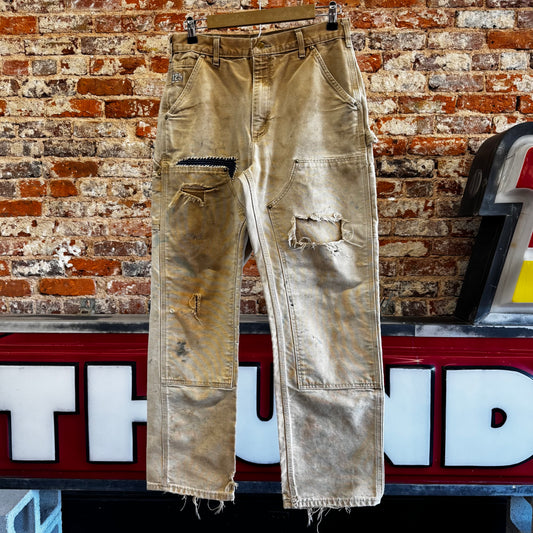 Vintage Distressed Carhartt Double Knees w/ Repair Sz 31x30