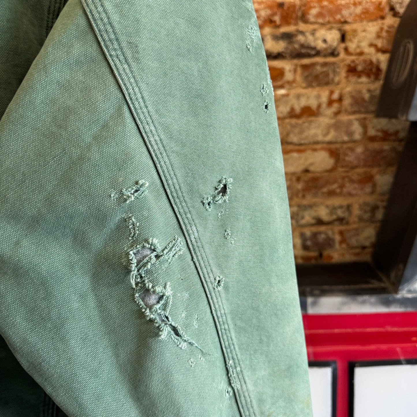 90s Carhartt JB0694 Aspen Green Denim Trucker Jacket L