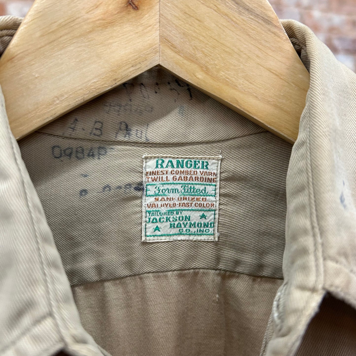 1940s Military Gabardine Twill Shirt Sz S