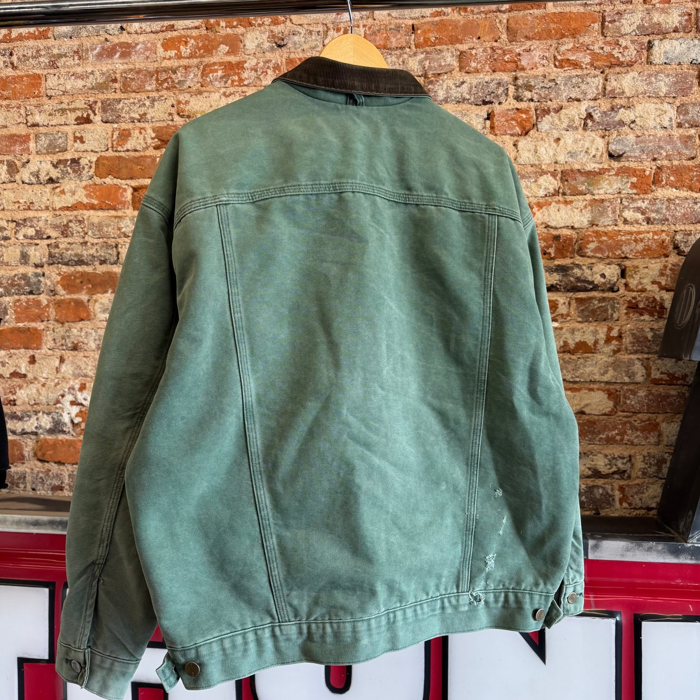90s Carhartt JB0694 Aspen Green Denim Trucker Jacket L