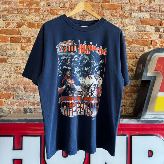 1999 Denver Broncos “Back to Back Super Bowl Champions” T-Shirt XL