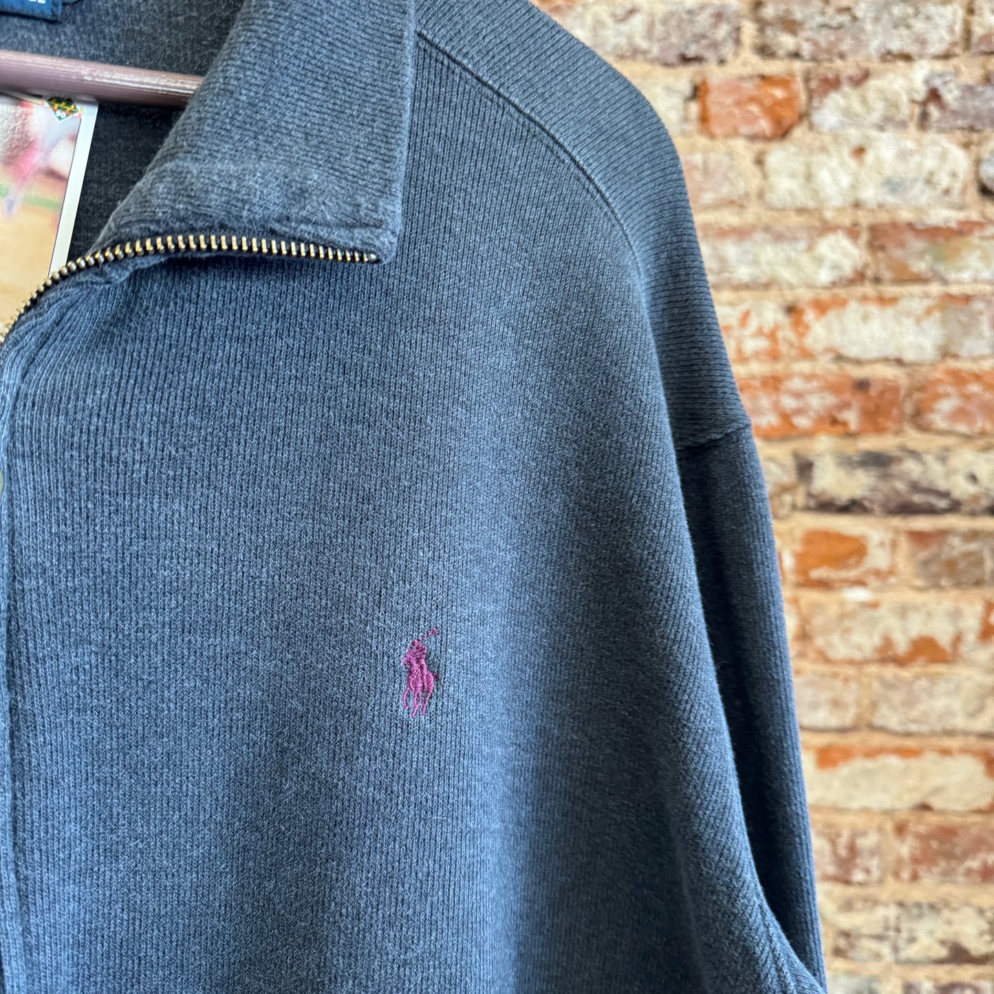 Polo Full Zip Sweater L