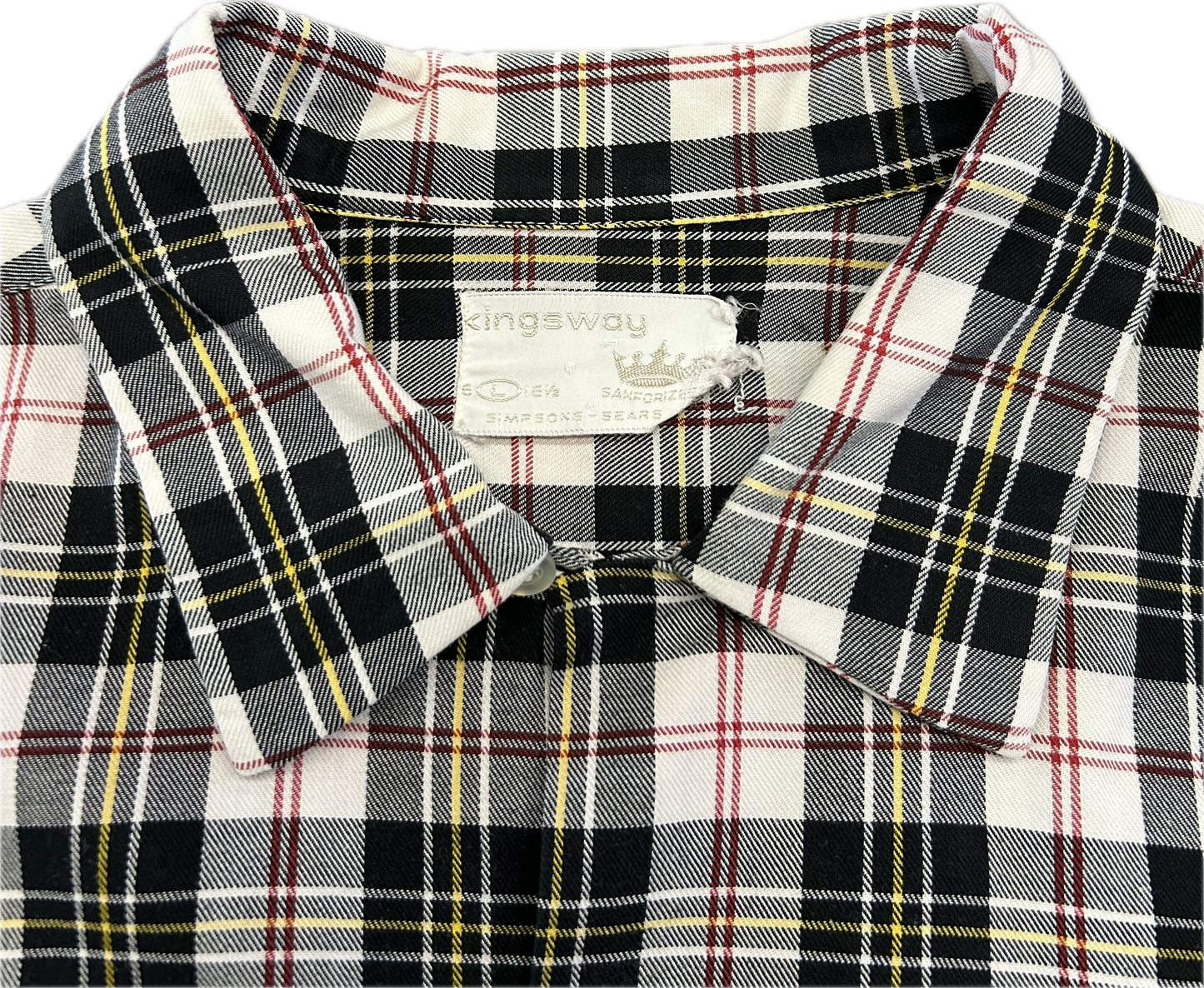 60’s Sears Kingsway Plaid Cotton Shirt Sz L