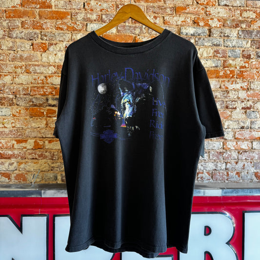 1995 Harley Davidson Wolf Head “Live Free Ride Free” T-Shirt XL