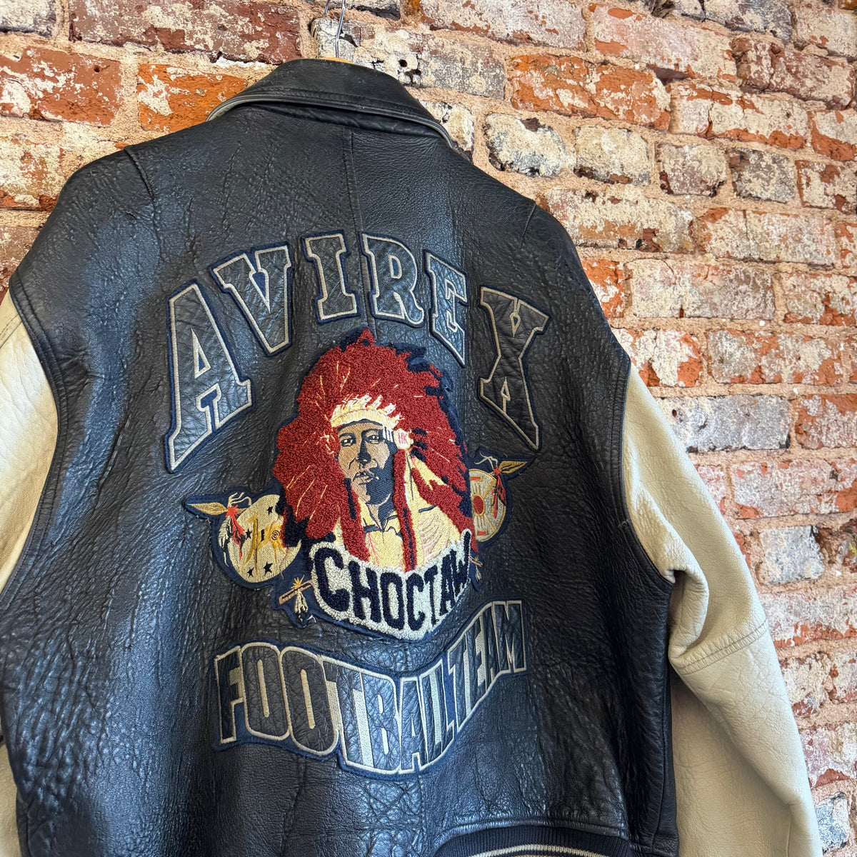 90’s Avirex "Choctaw Football Team" Leather Varsity Jacket Large