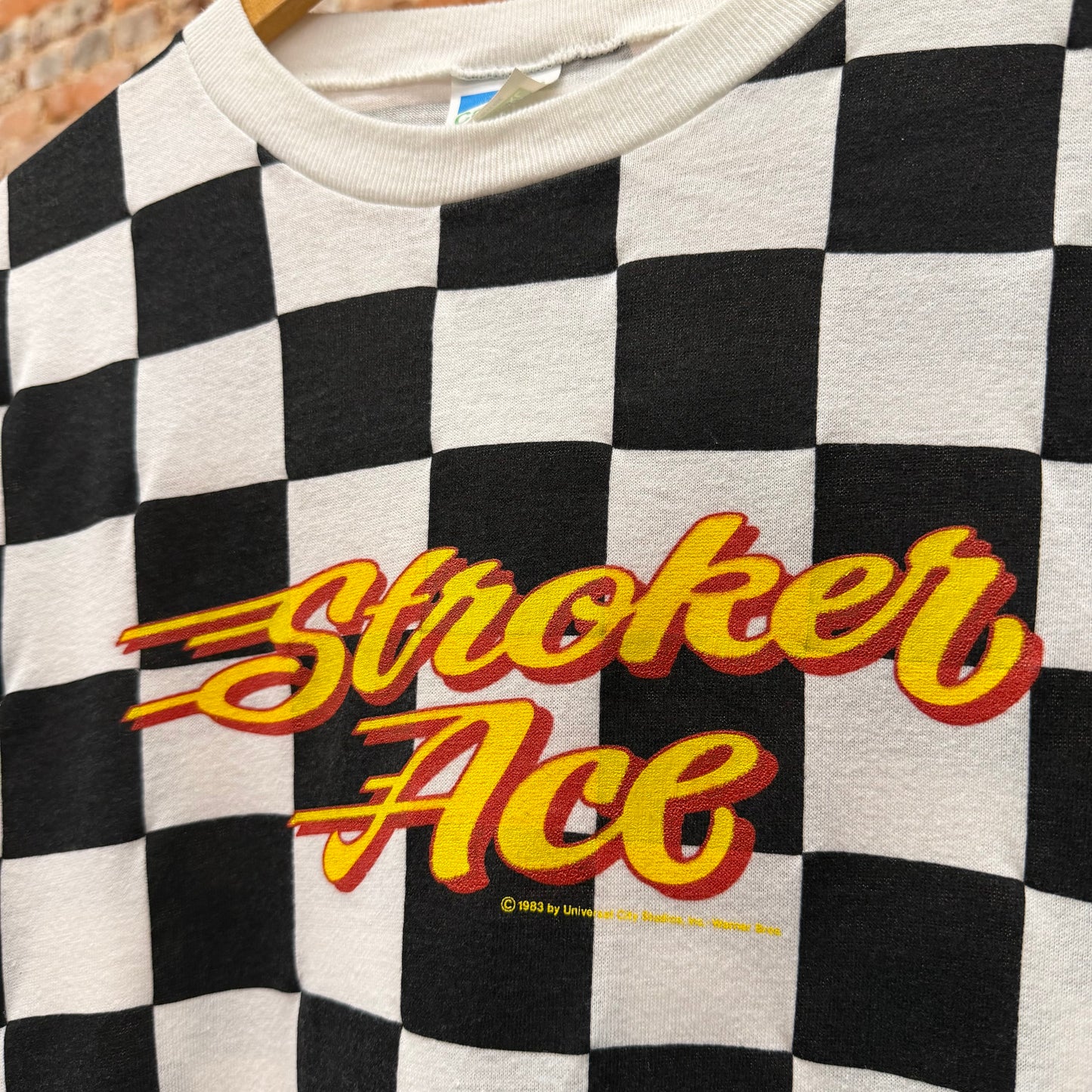1983 Stroker Ace Movie Checkered Flag Promo T-Shirt Size XL