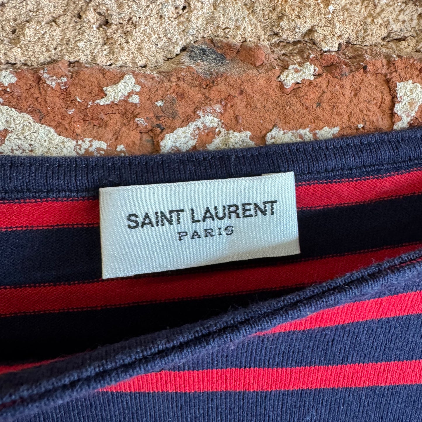Saint Laurent Marinière Red & Navy Long-Sleeve Shirt L