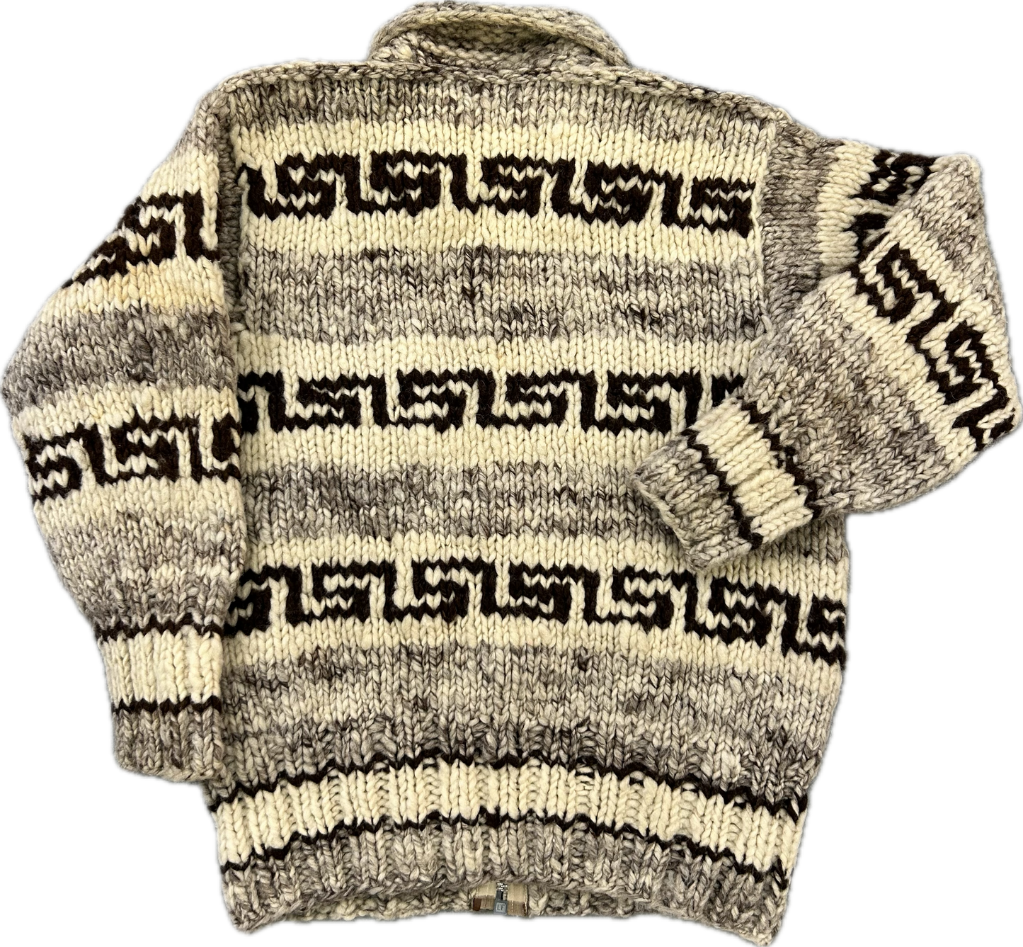 50’s/60’s Cowichan Style Geo Print Full Zip Sweater Sz M