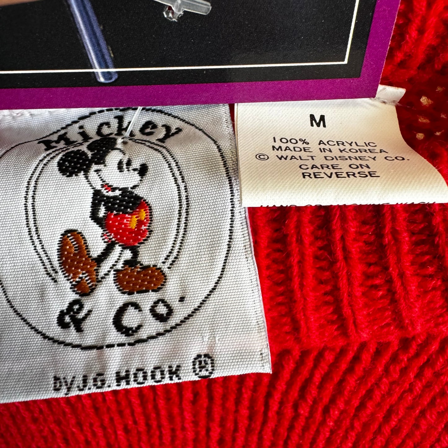 90s Mickey Mouse Striped Sleeve Sweater M
