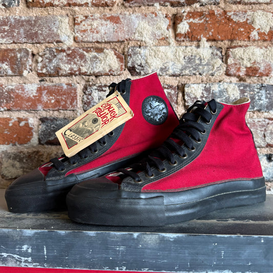 1980s Brand New Converse Chuck Taylor Blk/Red Sz 7