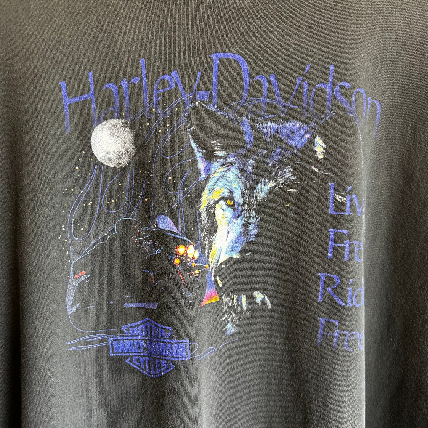1995 Harley Davidson Wolf Head “Live Free Ride Free” T-Shirt XL