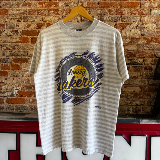 1991 Los Angeles Lakers striped T-Shirt Large