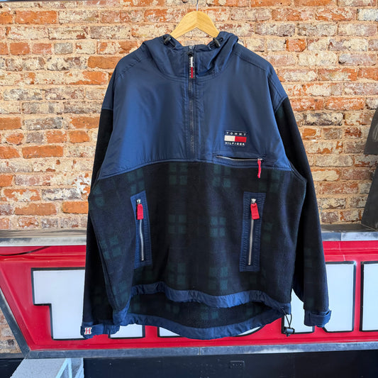 90’s Tommy Hilfiger Plaid Hooded Quater Zip