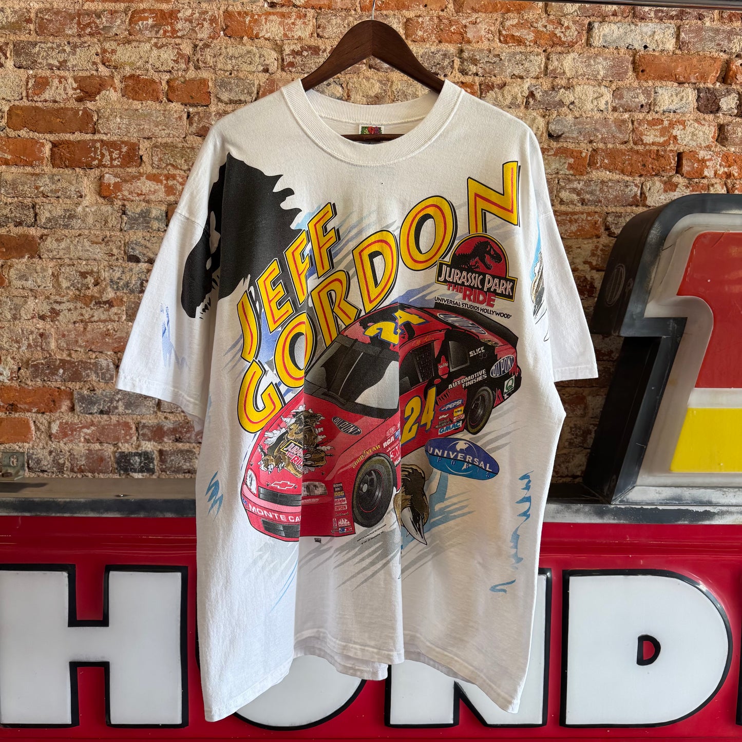 1997 Jeff Gordon “Jurassic Park The Ride” Universal Studios Nascar AOP T-Shirt XXL
