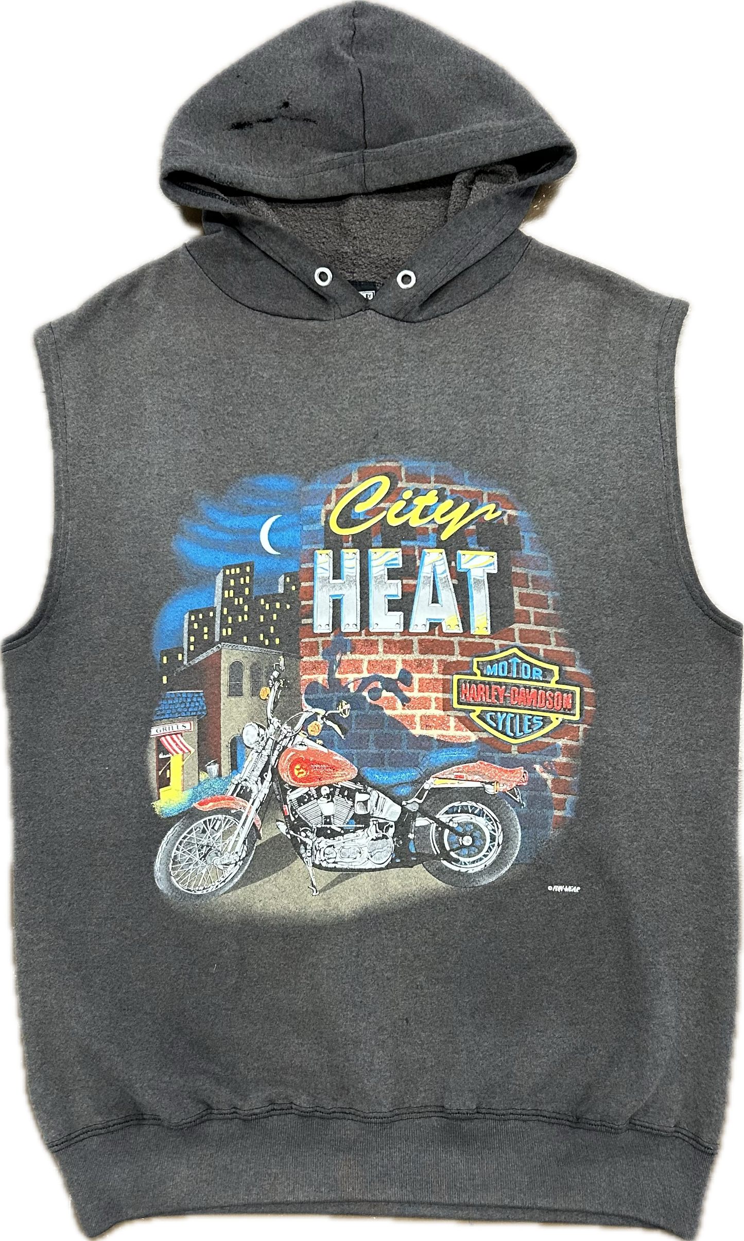 90’s Harley Davidson ‘City Heat’ Sleeveless Hoodie Sz XL