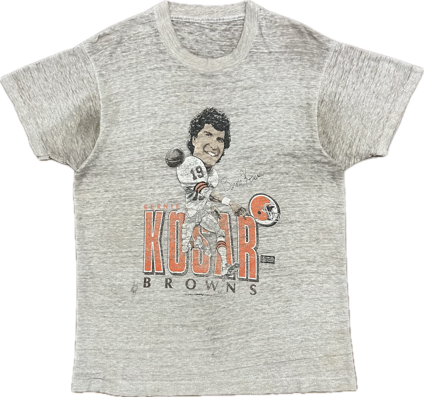 80’s Cleveland Browns Bernie Kosar Caricature Tshirt Sz L - Distressed